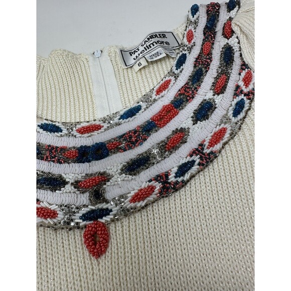 Vintage 1960's Pat Sandler Knitted Dress Pearl Embellished Dress Small - Picture 7 of 9